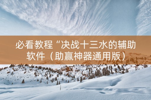 必看教程“决战十三水的辅助软件（助赢神器通用版）