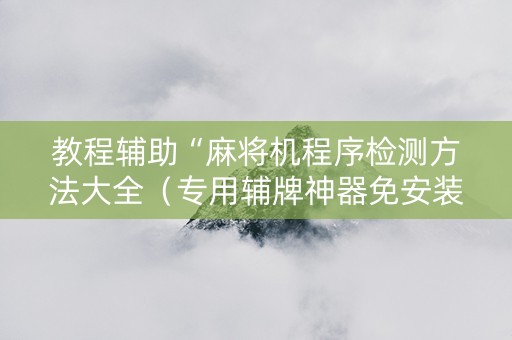 教程辅助“麻将机程序检测方法大全（专用辅牌神器免安装）