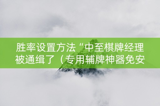 胜率设置方法“中至棋牌经理被通缉了（专用辅牌神器免安装）