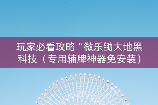 玩家必看攻略“微乐锄大地黑科技（专用辅牌神器免安装）