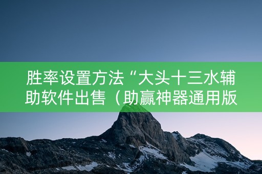 胜率设置方法“大头十三水辅助软件出售（助赢神器通用版）