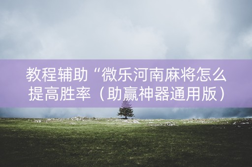 教程辅助“微乐河南麻将怎么提高胜率（助赢神器通用版）