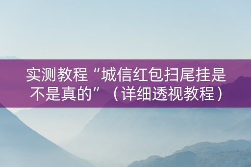 实测教程“城信红包扫尾挂是不是真的”（详细透视教程）-哔哩哔哩