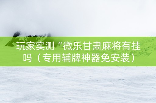 玩家实测“微乐甘肃麻将有挂吗（专用辅牌神器免安装）