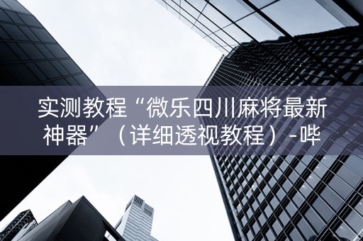 实测教程“微乐四川麻将最新神器”（详细透视教程）-哔哩哔哩