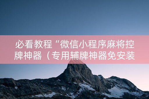 必看教程“微信小程序麻将控牌神器（专用辅牌神器免安装）