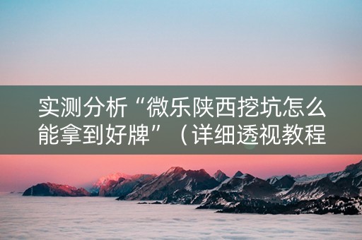 实测分析“微乐陕西挖坑怎么能拿到好牌”（详细透视教程）-哔哩哔哩