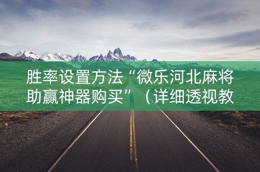 胜率设置方法“微乐河北麻将助赢神器购买”（详细透视教程）-哔哩哔哩