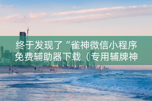 终于发现了“雀神微信小程序免费辅助器下载（专用辅牌神器免安装）