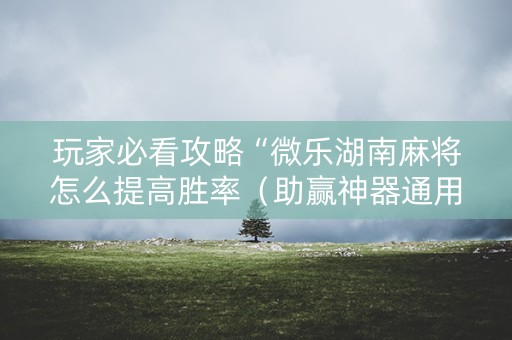 玩家必看攻略“微乐湖南麻将怎么提高胜率（助赢神器通用版）