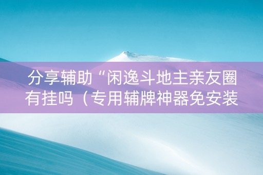 分享辅助“闲逸斗地主亲友圈有挂吗（专用辅牌神器免安装）