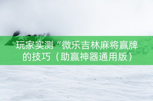 玩家实测“微乐吉林麻将赢牌的技巧（助赢神器通用版）