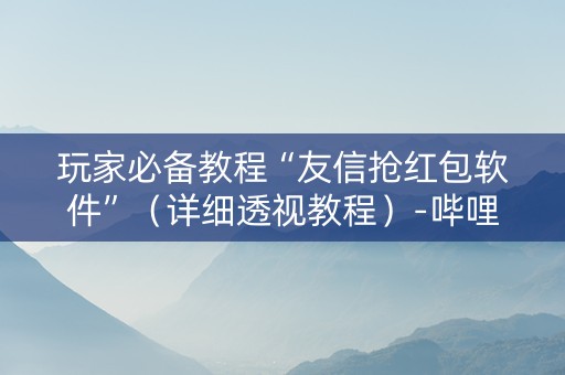 玩家必备教程“友信抢红包软件”（详细透视教程）-哔哩哔哩