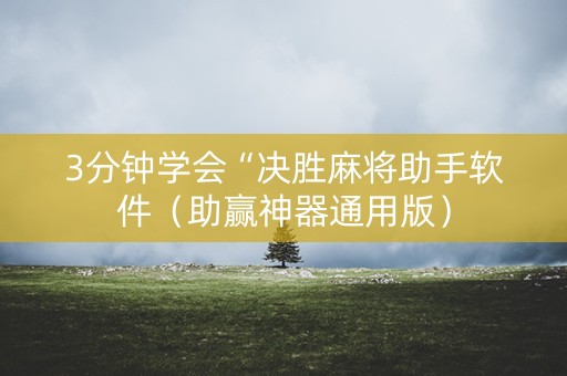 3分钟学会“决胜麻将助手软件（助赢神器通用版）