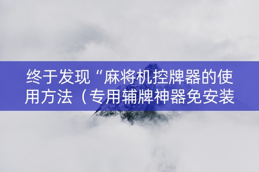 终于发现“麻将机控牌器的使用方法（专用辅牌神器免安装）