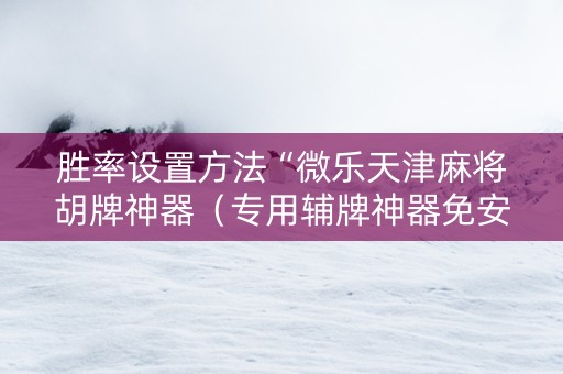 胜率设置方法“微乐天津麻将胡牌神器（专用辅牌神器免安装）