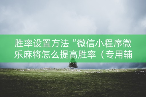 胜率设置方法“微信小程序微乐麻将怎么提高胜率（专用辅牌神器免安装）