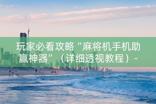 玩家必看攻略“麻将机手机助赢神器”（详细透视教程）-哔哩哔哩