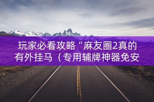 玩家必看攻略“麻友圈2真的有外挂马（专用辅牌神器免安装）