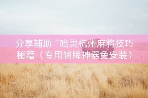 分享辅助“哈灵杭州麻将技巧秘籍（专用辅牌神器免安装）