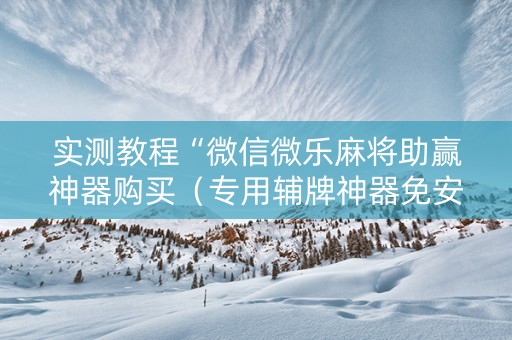 实测教程“微信微乐麻将助赢神器购买（专用辅牌神器免安装）