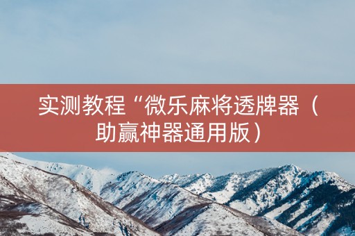 实测教程“微乐麻将透牌器（助赢神器通用版）