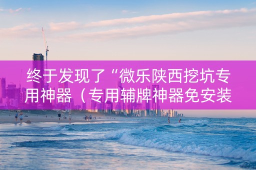 终于发现了“微乐陕西挖坑专用神器（专用辅牌神器免安装）