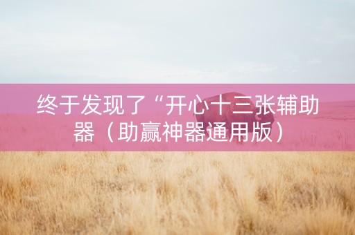 终于发现了“开心十三张辅助器（助赢神器通用版）