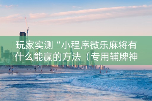 玩家实测“小程序微乐麻将有什么能赢的方法（专用辅牌神器免安装）