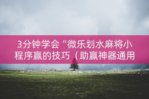 3分钟学会“微乐划水麻将小程序赢的技巧（助赢神器通用版）