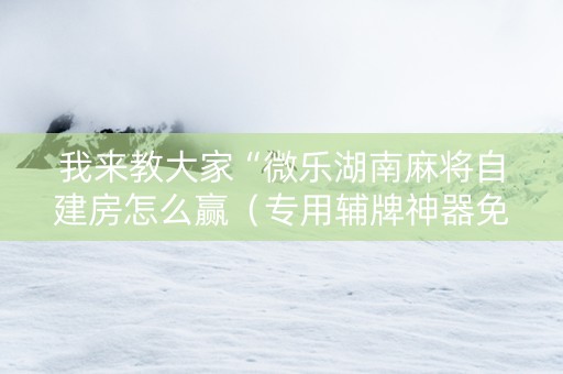 我来教大家“微乐湖南麻将自建房怎么赢（专用辅牌神器免安装）