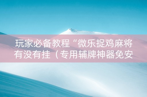 玩家必备教程“微乐捉鸡麻将有没有挂（专用辅牌神器免安装）