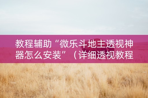 教程辅助“微乐斗地主透视神器怎么安装”（详细透视教程）-哔哩哔哩