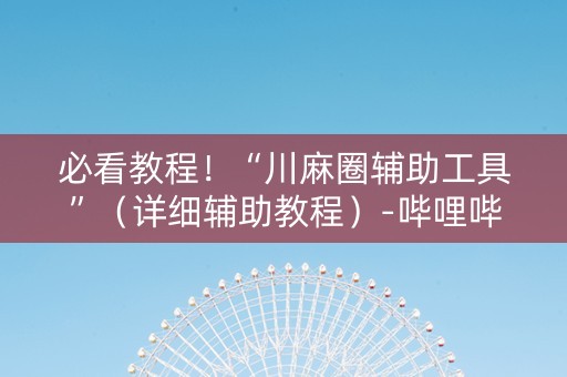 必看教程！“川麻圈辅助工具”（详细辅助教程）-哔哩哔哩