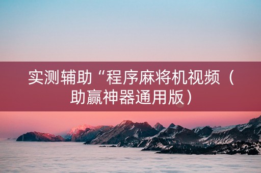 实测辅助“程序麻将机视频（助赢神器通用版）