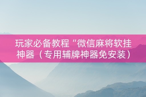 玩家必备教程“微信麻将软挂神器（专用辅牌神器免安装）