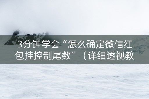3分钟学会“怎么确定微信红包挂控制尾数”（详细透视教程）-哔哩哔哩