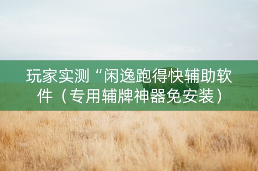 玩家实测“闲逸跑得快辅助软件（专用辅牌神器免安装）