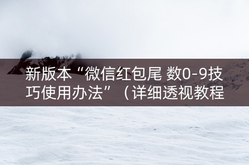 新版本“微信红包尾 数0-9技巧使用办法”（详细透视教程）-哔哩哔哩