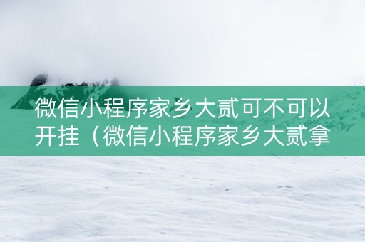 微信小程序家乡大贰可不可以开挂（微信小程序家乡大贰拿好牌）