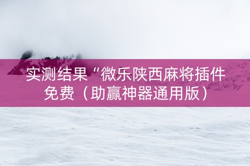 实测结果“微乐陕西麻将插件免费（助赢神器通用版）