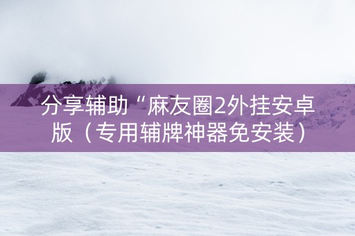 分享辅助“麻友圈2外挂安卓版（专用辅牌神器免安装）