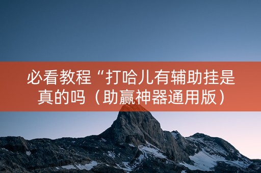 必看教程“打哈儿有辅助挂是真的吗（助赢神器通用版）