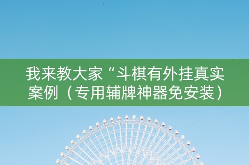 我来教大家“斗棋有外挂真实案例（专用辅牌神器免安装）