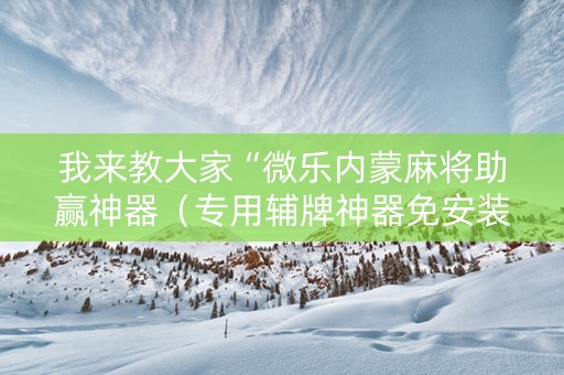 我来教大家“微乐内蒙麻将助赢神器（专用辅牌神器免安装）