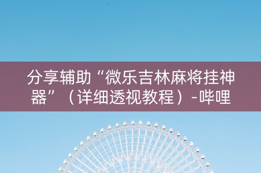 分享辅助“微乐吉林麻将挂神器”（详细透视教程）-哔哩哔哩