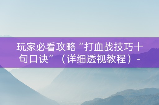 玩家必看攻略“打血战技巧十句口诀”（详细透视教程）-哔哩哔哩