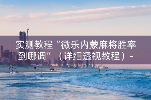 实测教程“微乐内蒙麻将胜率到哪调”（详细透视教程）-哔哩哔哩