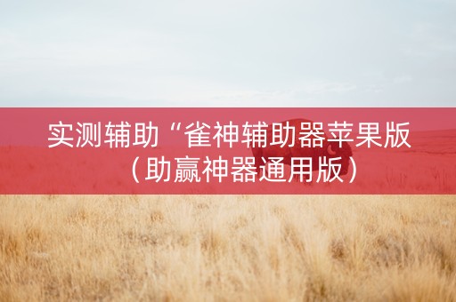 实测辅助“雀神辅助器苹果版（助赢神器通用版）