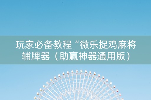 玩家必备教程“微乐捉鸡麻将辅牌器（助赢神器通用版）